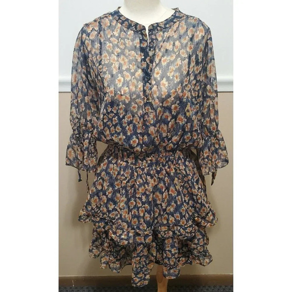 Lovestitch Chiffon Flower Print Dress Ruffled - Picture 1 of 12